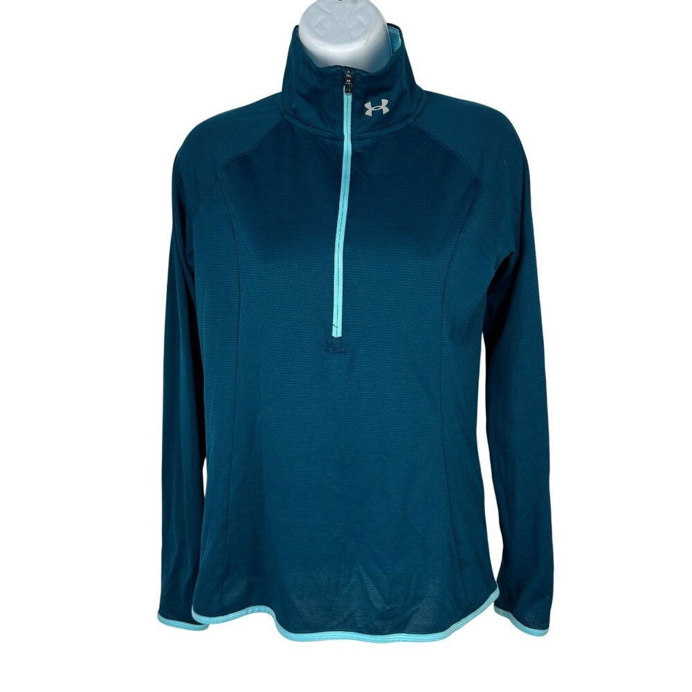 Under Armour Womens HeatGear 1/4 Zip Pullover XS Blue Lightweight Athletic Shirt